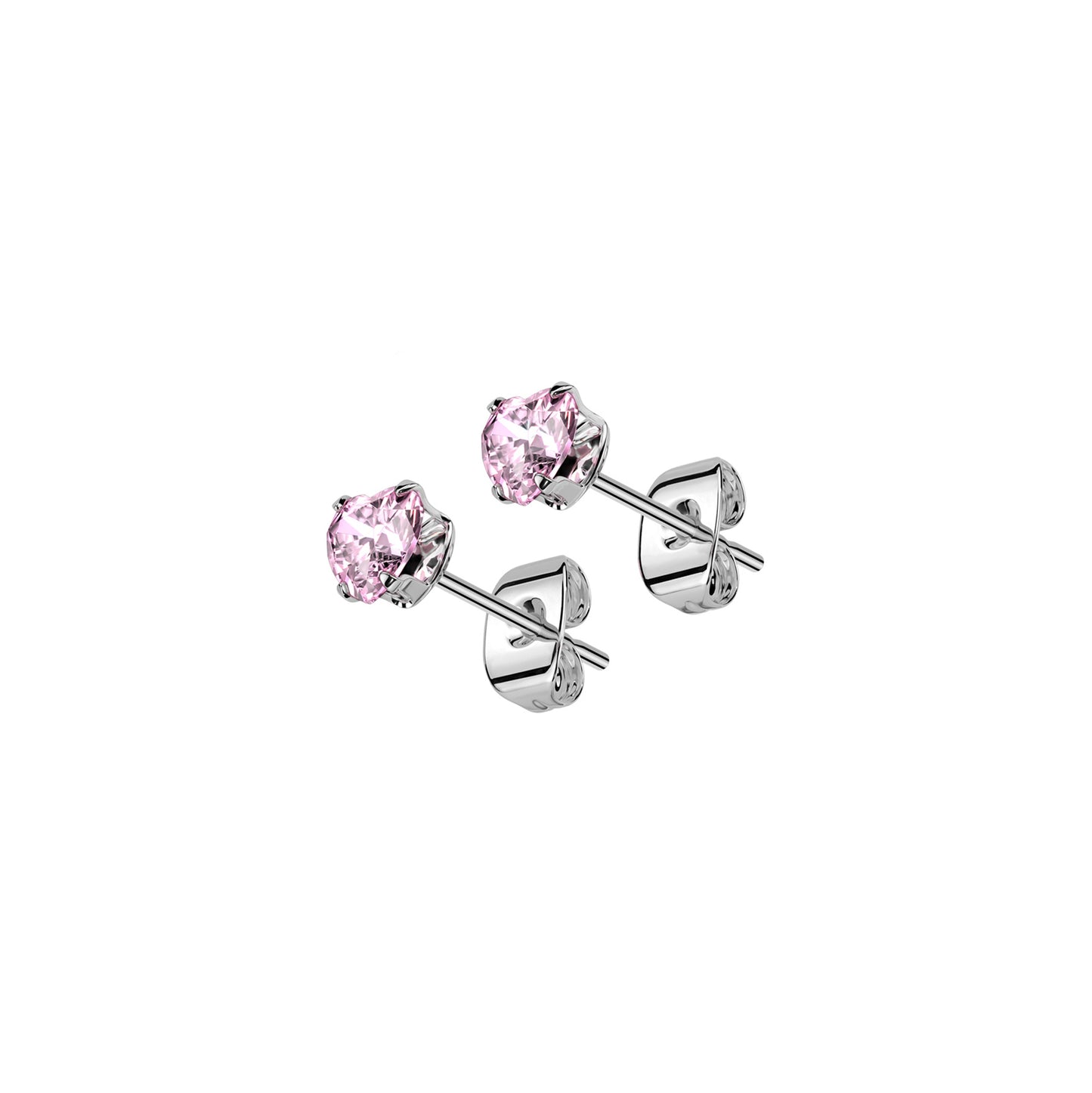✨ Surgical Steel Heart CZ with Prong Set Stud Earring