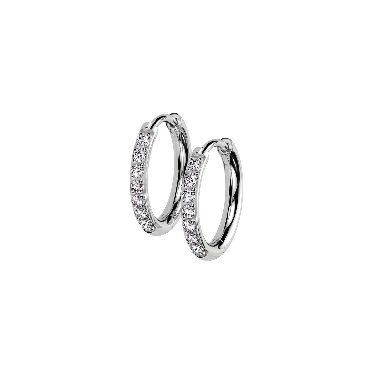 ✨ Titanium 2mm Hinged Plain Round CZ Hoop Earrings