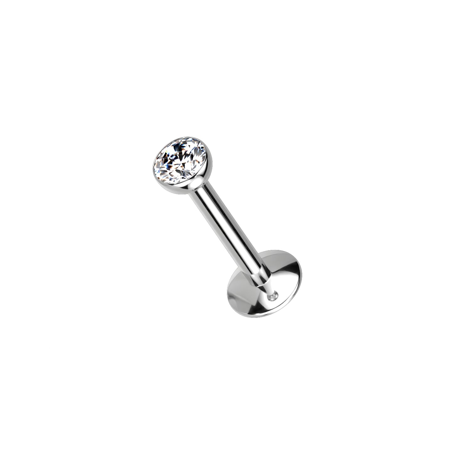 ✨ Titanium Bezel CZ Internally Threaded Convex Labret 18G