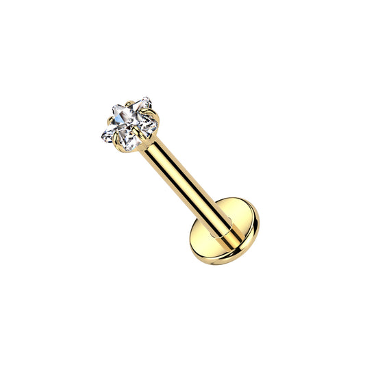 ✨ 16G Implant Grade Titanium Internally Threaded Labret with Star Prong Set CZ Top