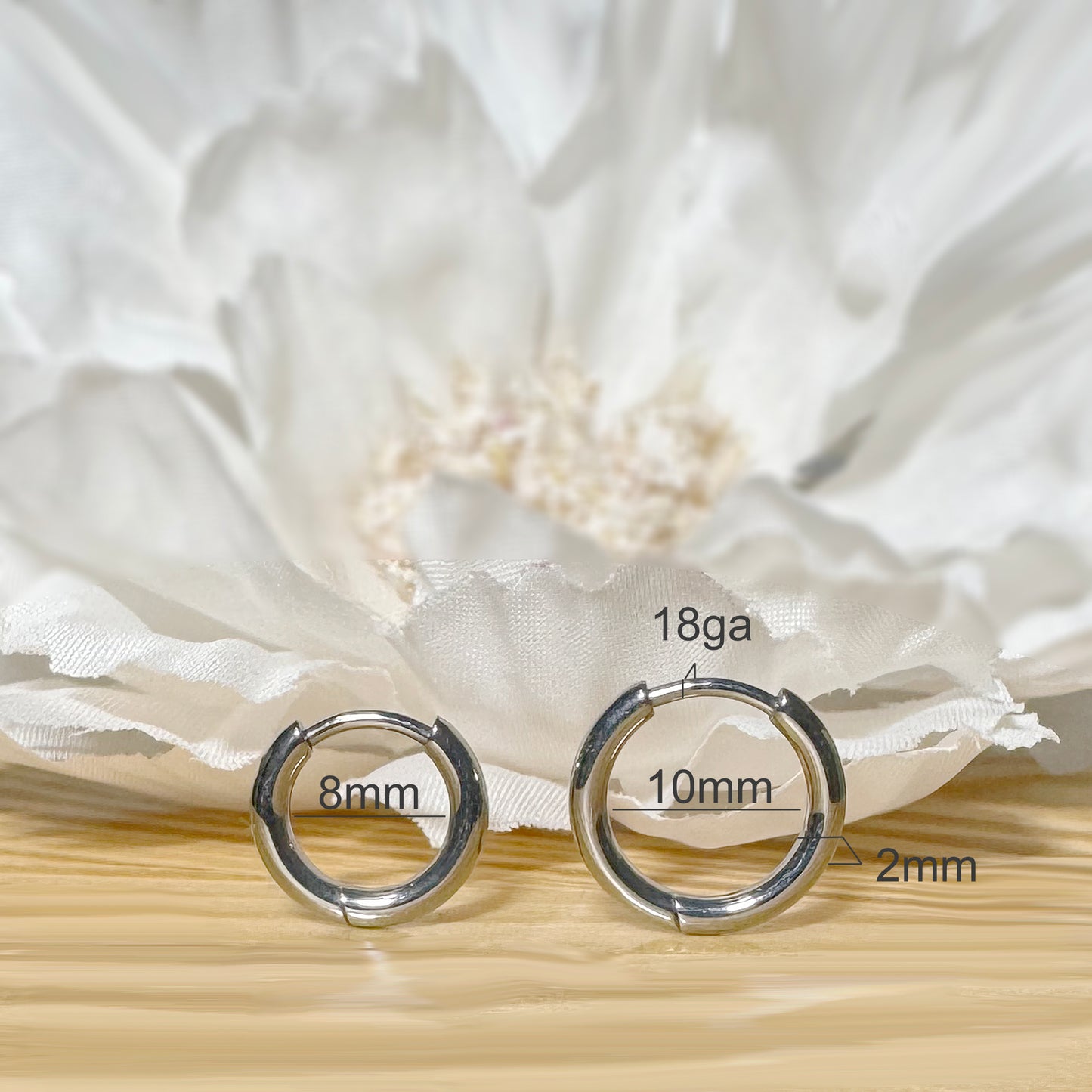 ✨ Titanium 2mm Hinged Plain Round Hoop Earrings