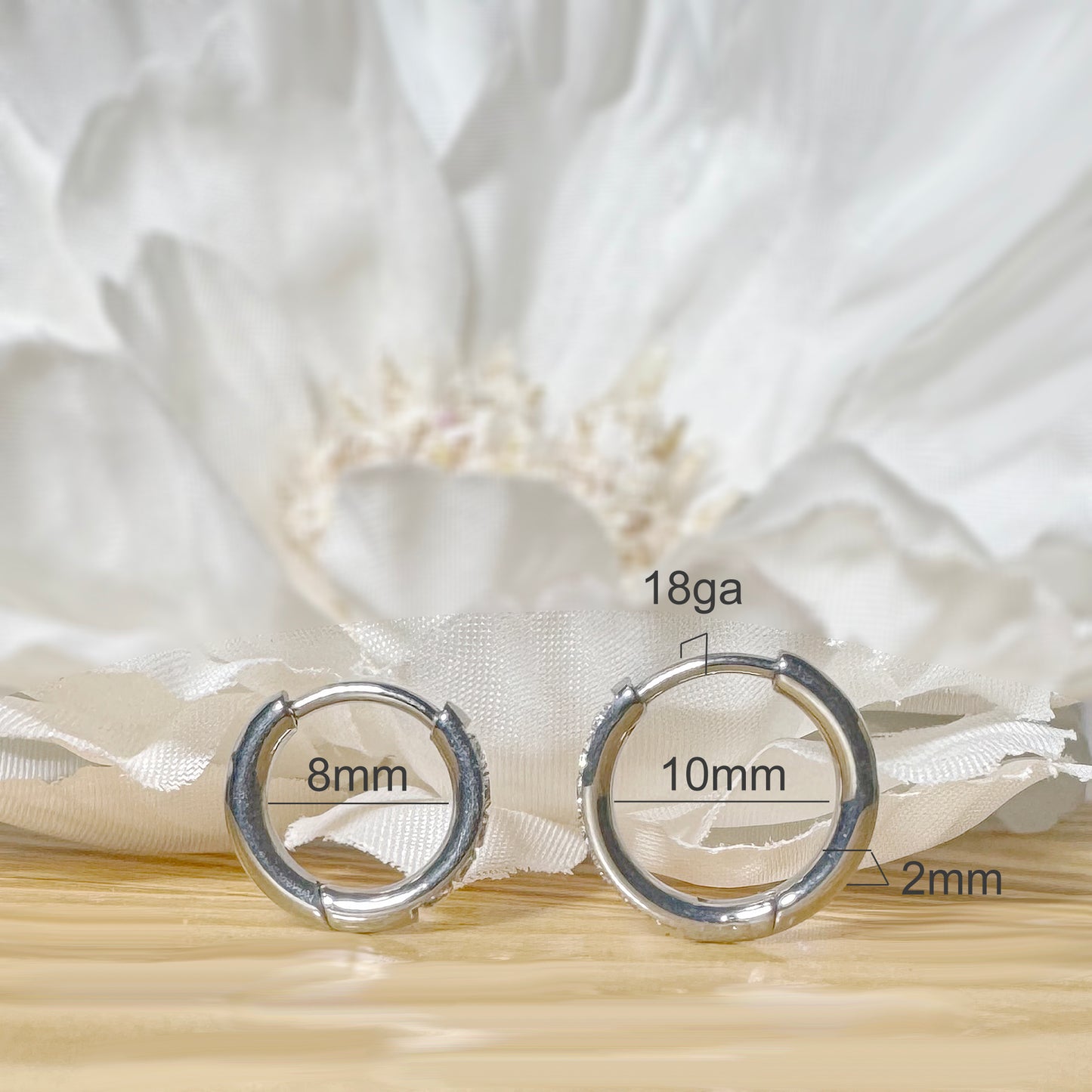 Titanium CZ Huggie Hoop Earrings