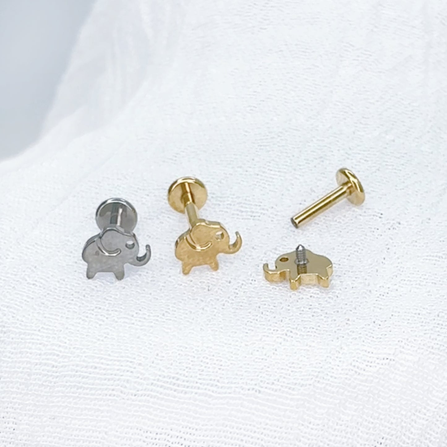 ✨ Titanium Elephant Top Internally Threaded Labret 16G