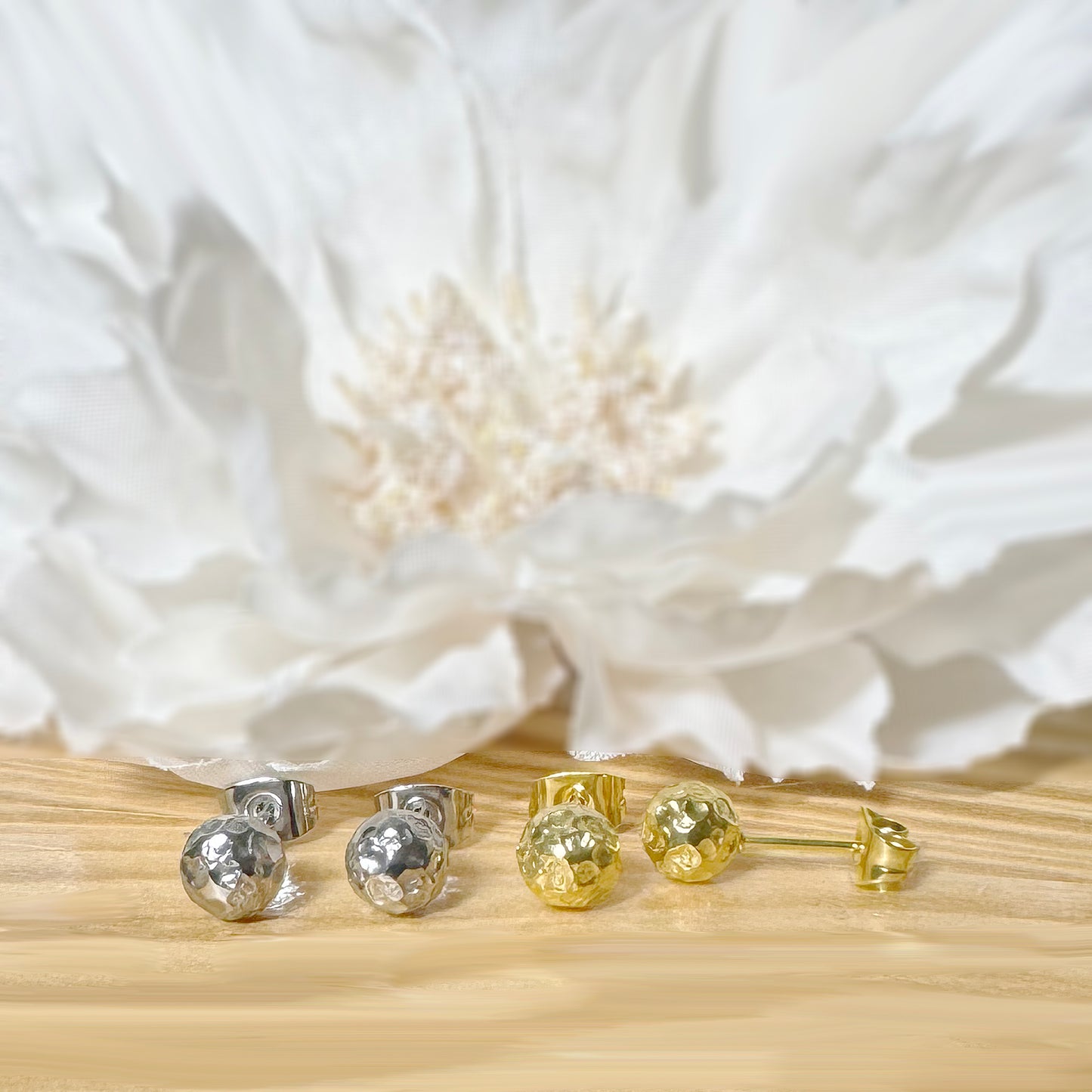 ✨ Surgical Steel Hammered Ball Stud Earring