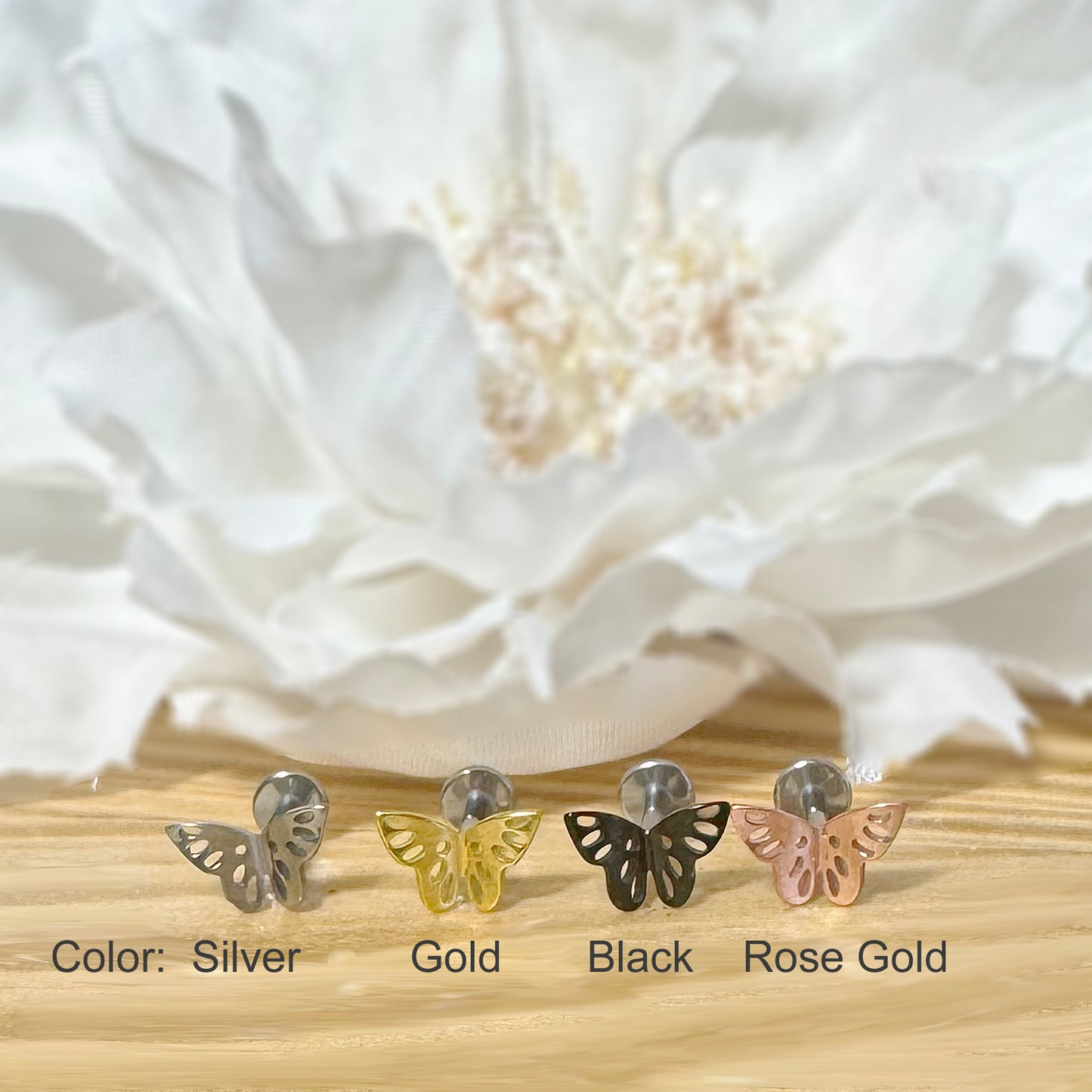 ✨ Titanium Butterfly Top Threadless Labret