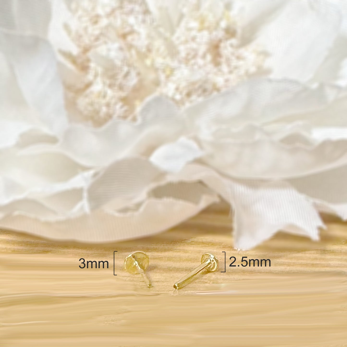 ✨ 14K Solid Yellow Gold 20G Flat Round Top Threadless Labret Stud