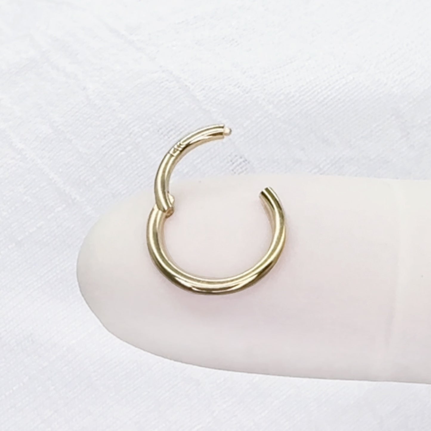 ✨ 14K Solid Yellow Gold Hinged Clicker Hoop Ring 18G 16G