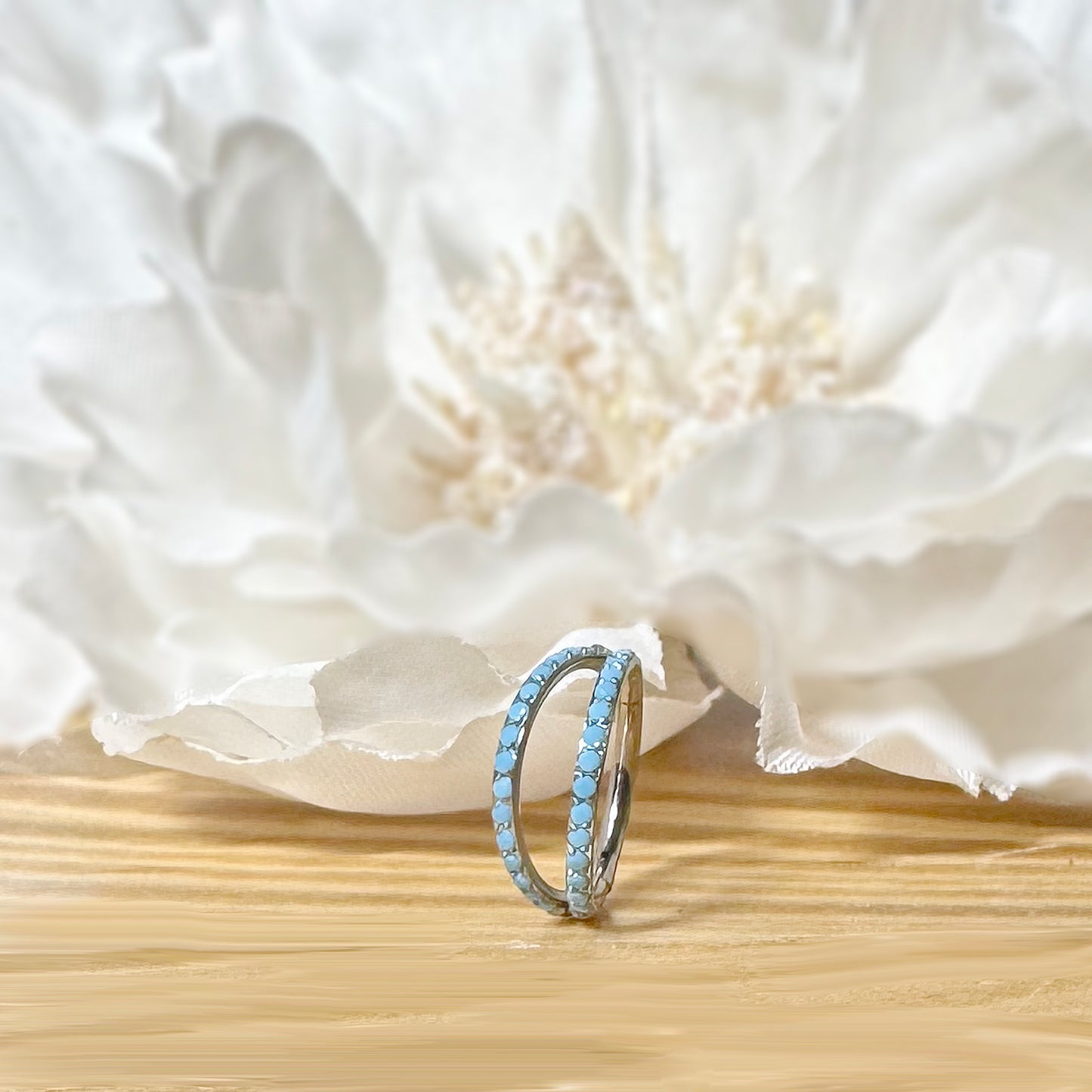 ✨ 16G Titanium Hinged Segment Double Hoop Ring with Turquoise