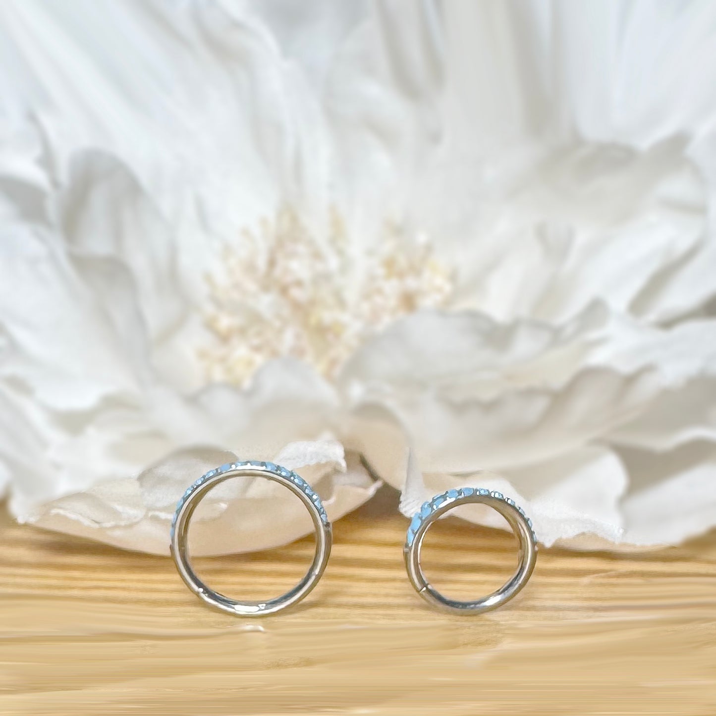 ✨ 16G Titanium Hinged Segment Double Hoop Ring with Turquoise