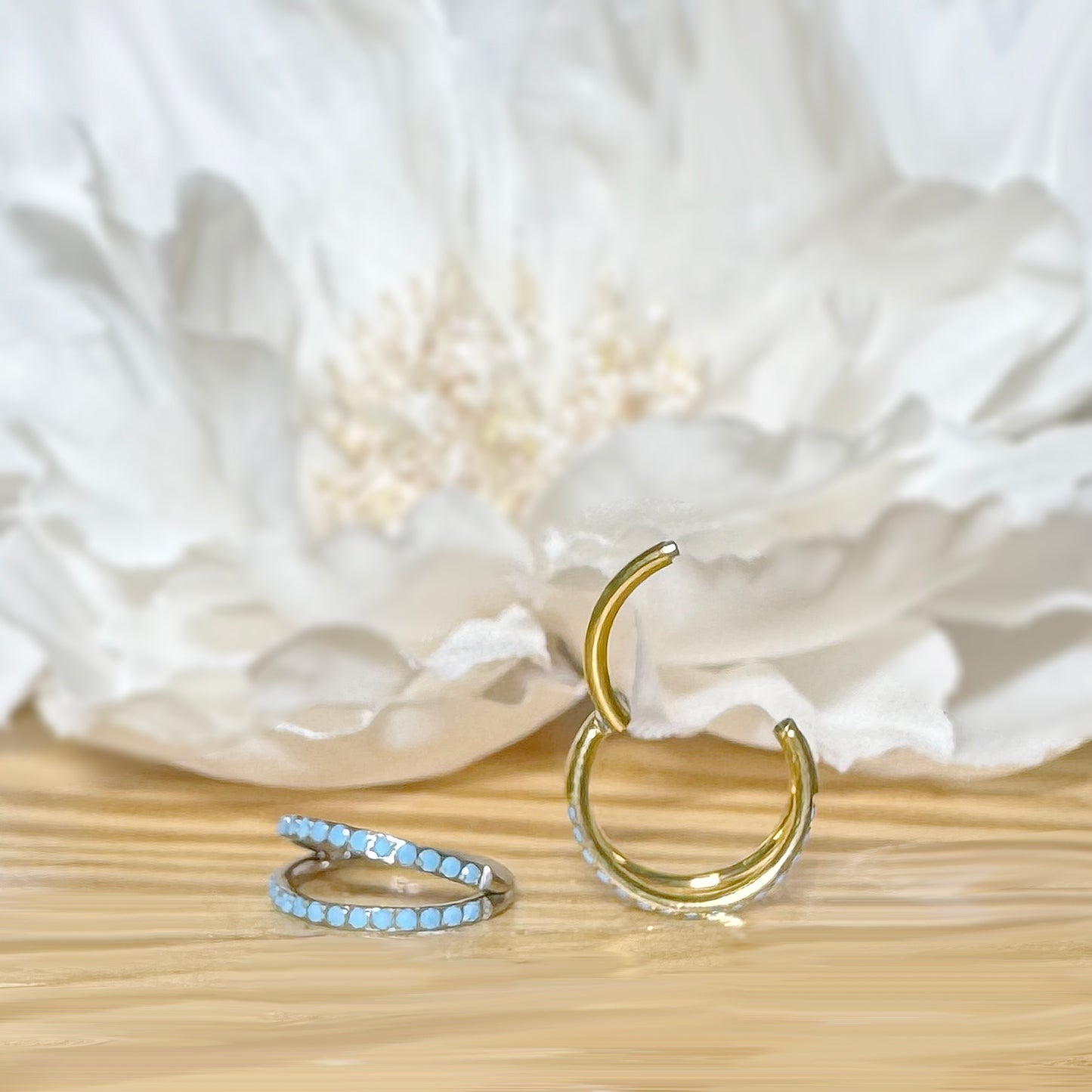 ✨ 16G Titanium Hinged Segment Double Hoop Ring with Turquoise