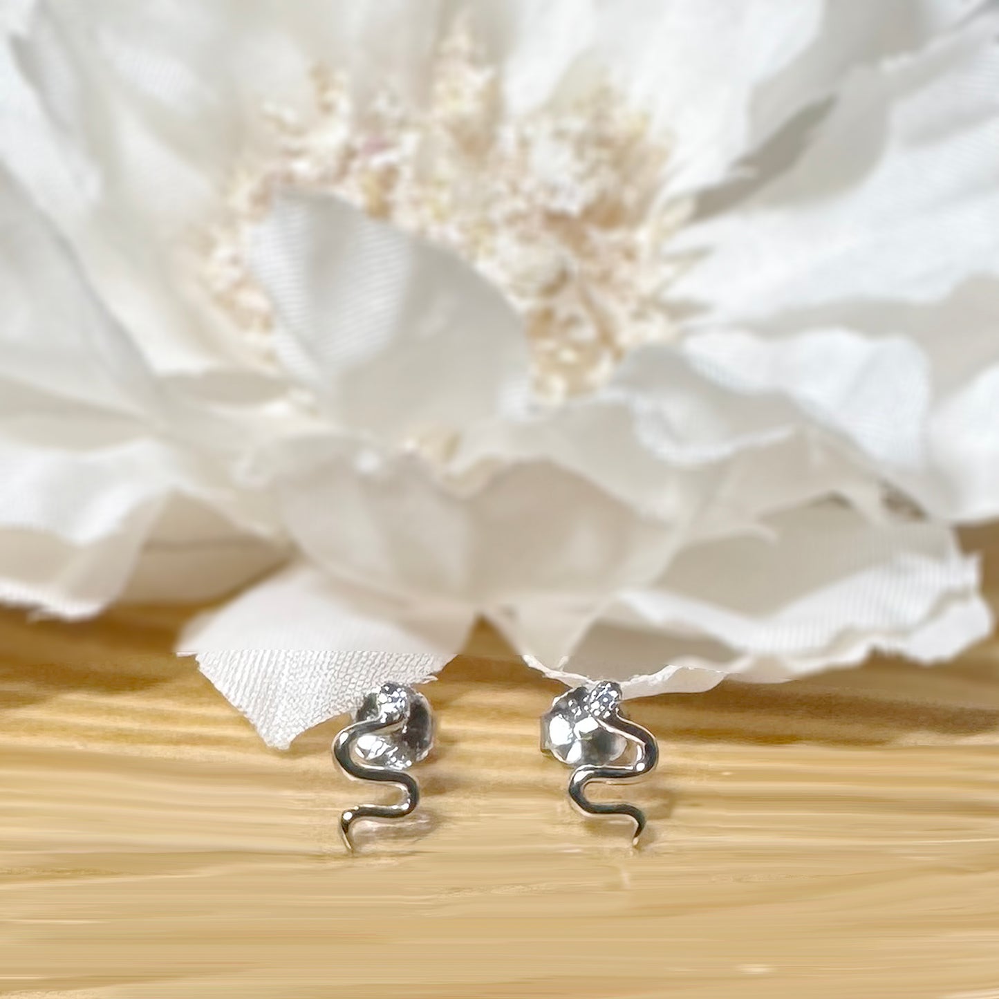 ✨ 925 Silver CZ Snake Stud Earrings