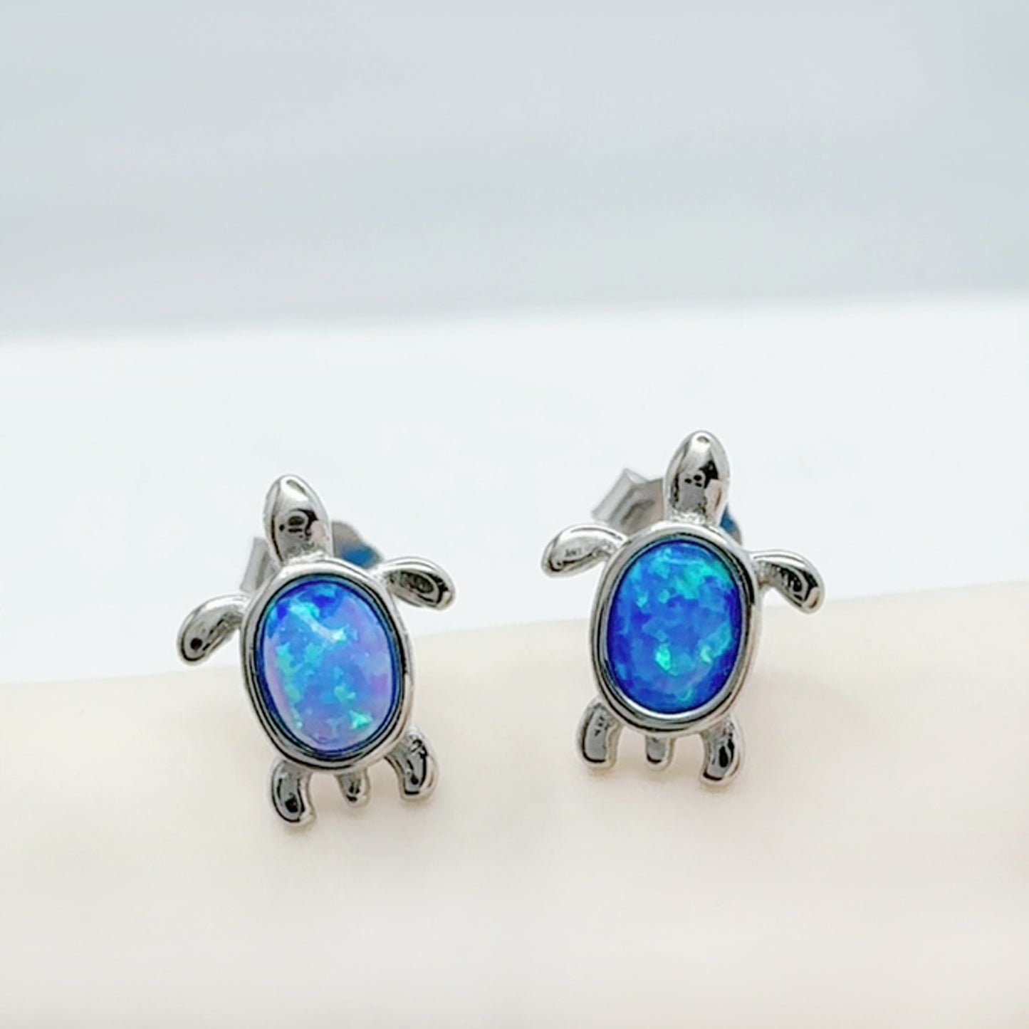 ✨ 925 Silver Opal Turtle Stud Earrings