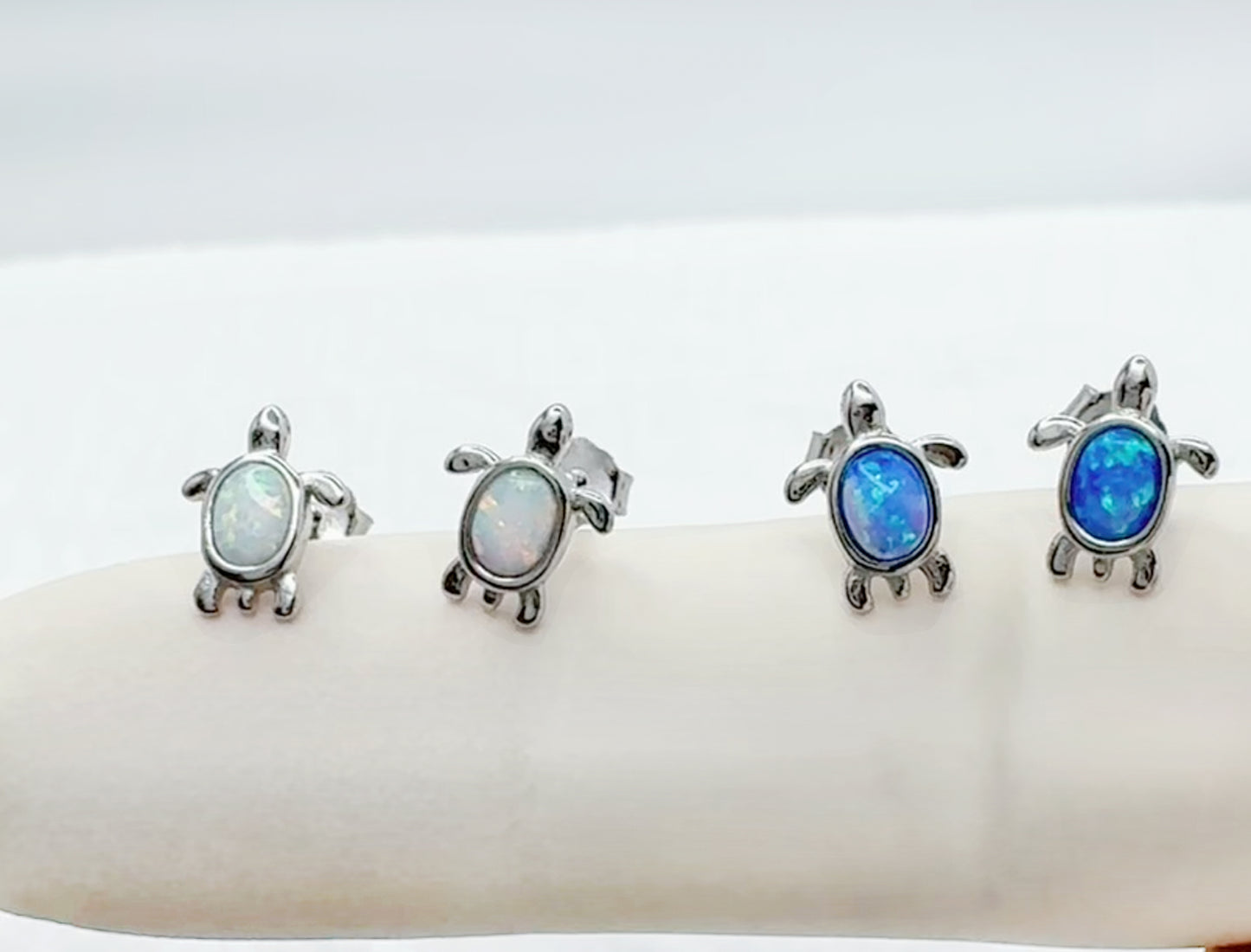 ✨ 925 Silver Opal Turtle Stud Earrings