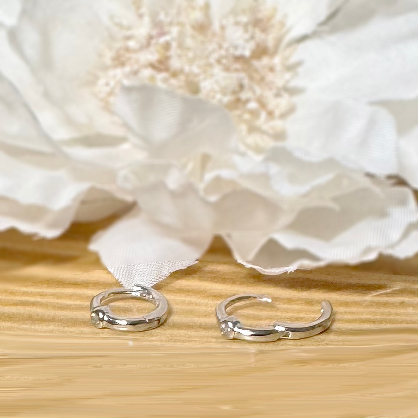 ✨ 925 Silver CZ Huggie Hoop Earrings