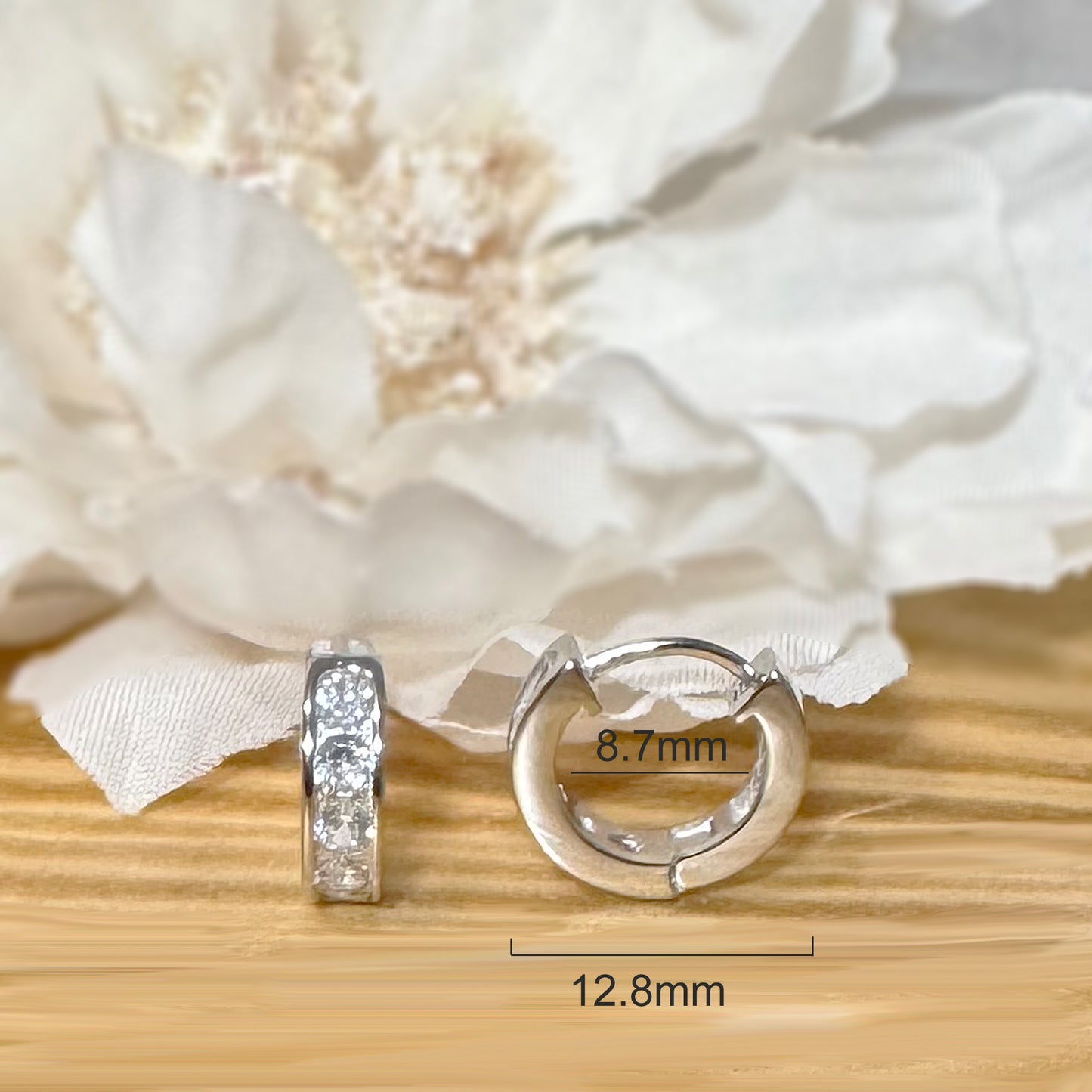 925 Silver CZ Huggie Hoop Earrings