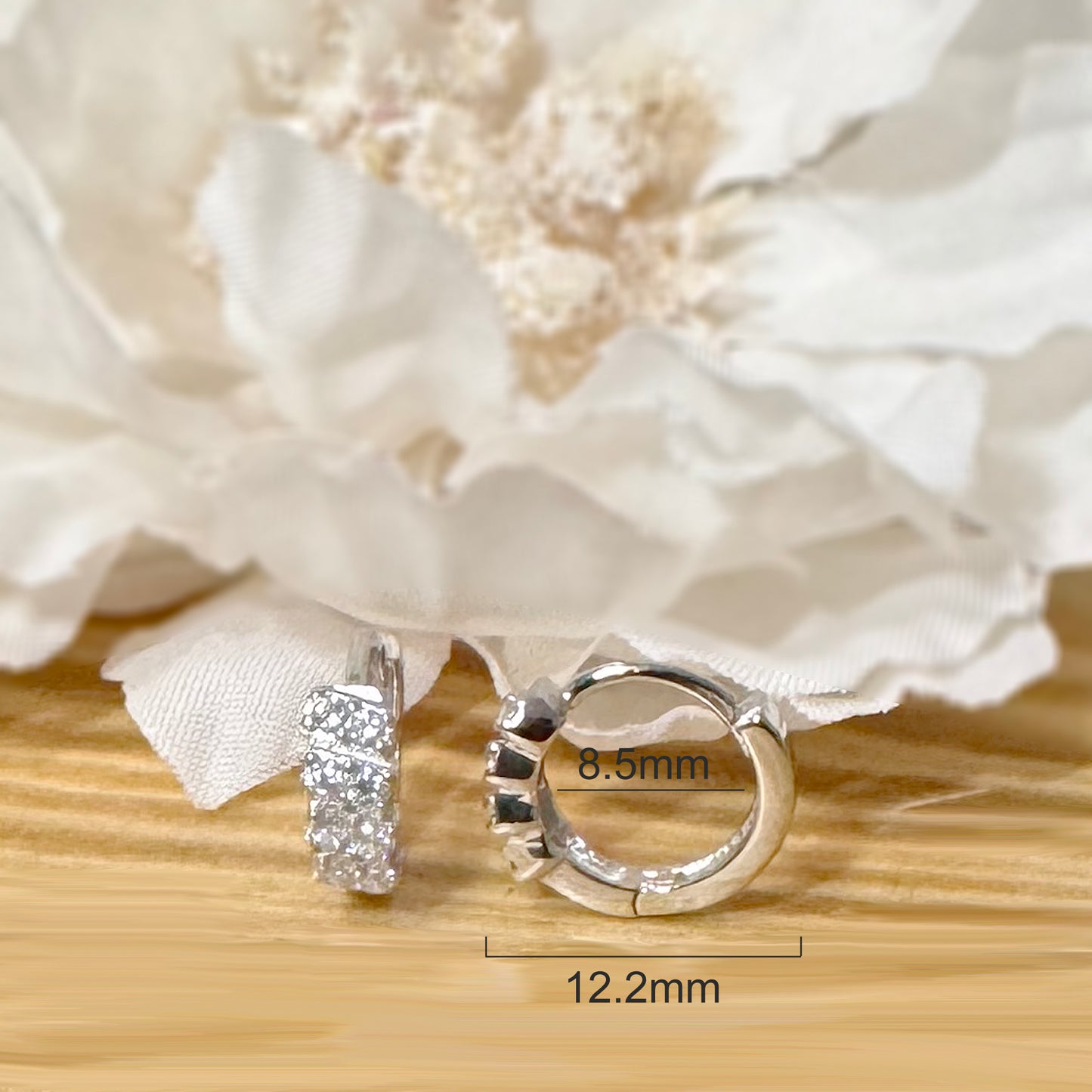 925 Sterling Silver CZ Huggie Hoop Earrings