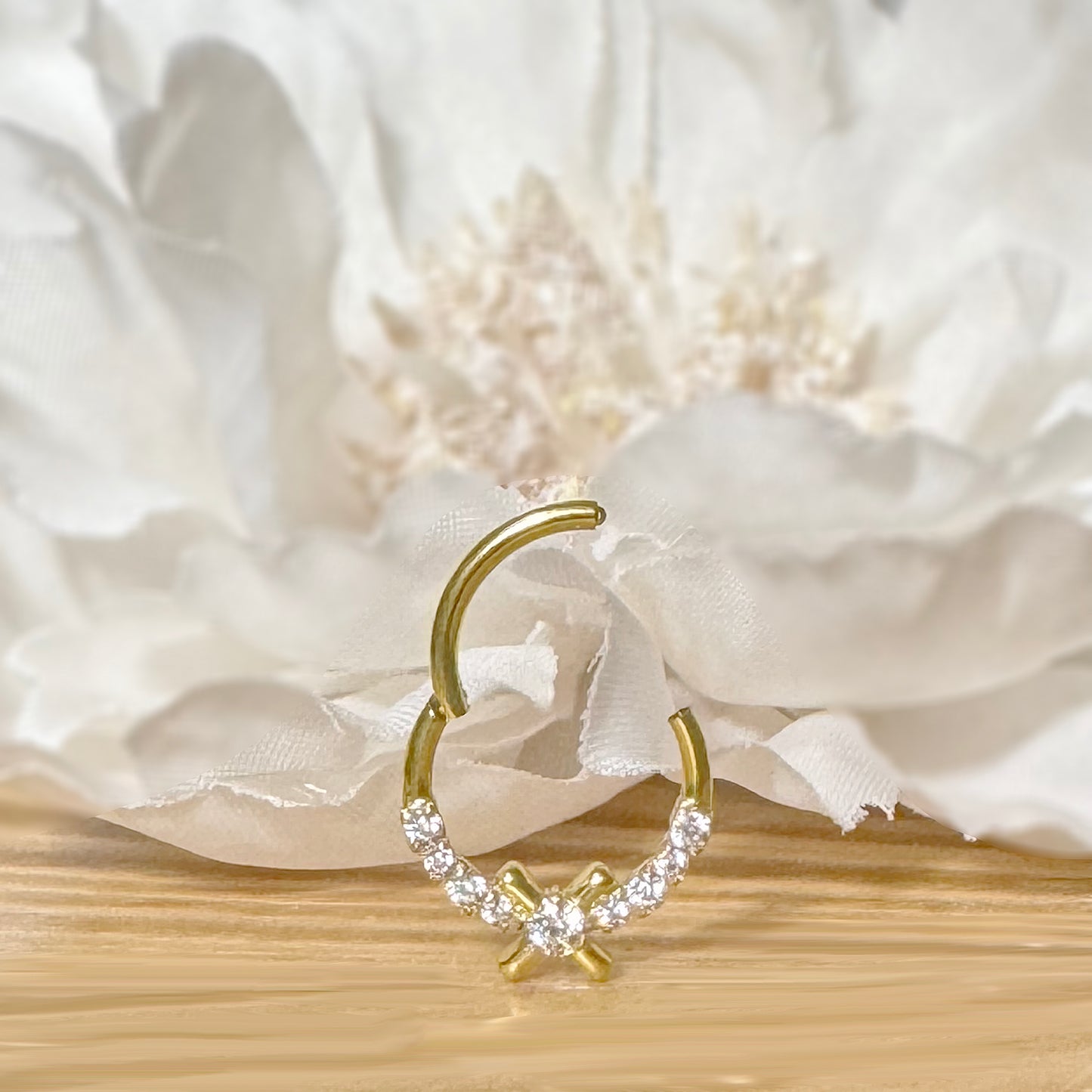 ✨ 16G 316L Surgical Steel X CZ Center Hinged Segment Hoop with Front CZ