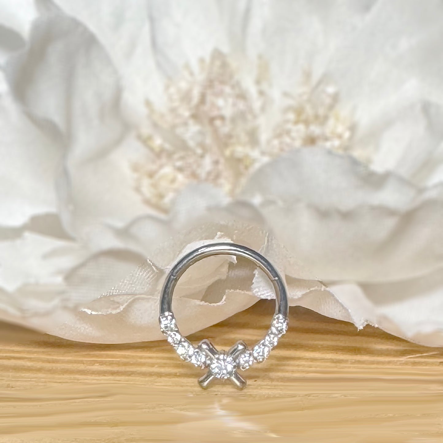 ✨ 16G 316L Surgical Steel X CZ Center Hinged Segment Hoop with Front CZ