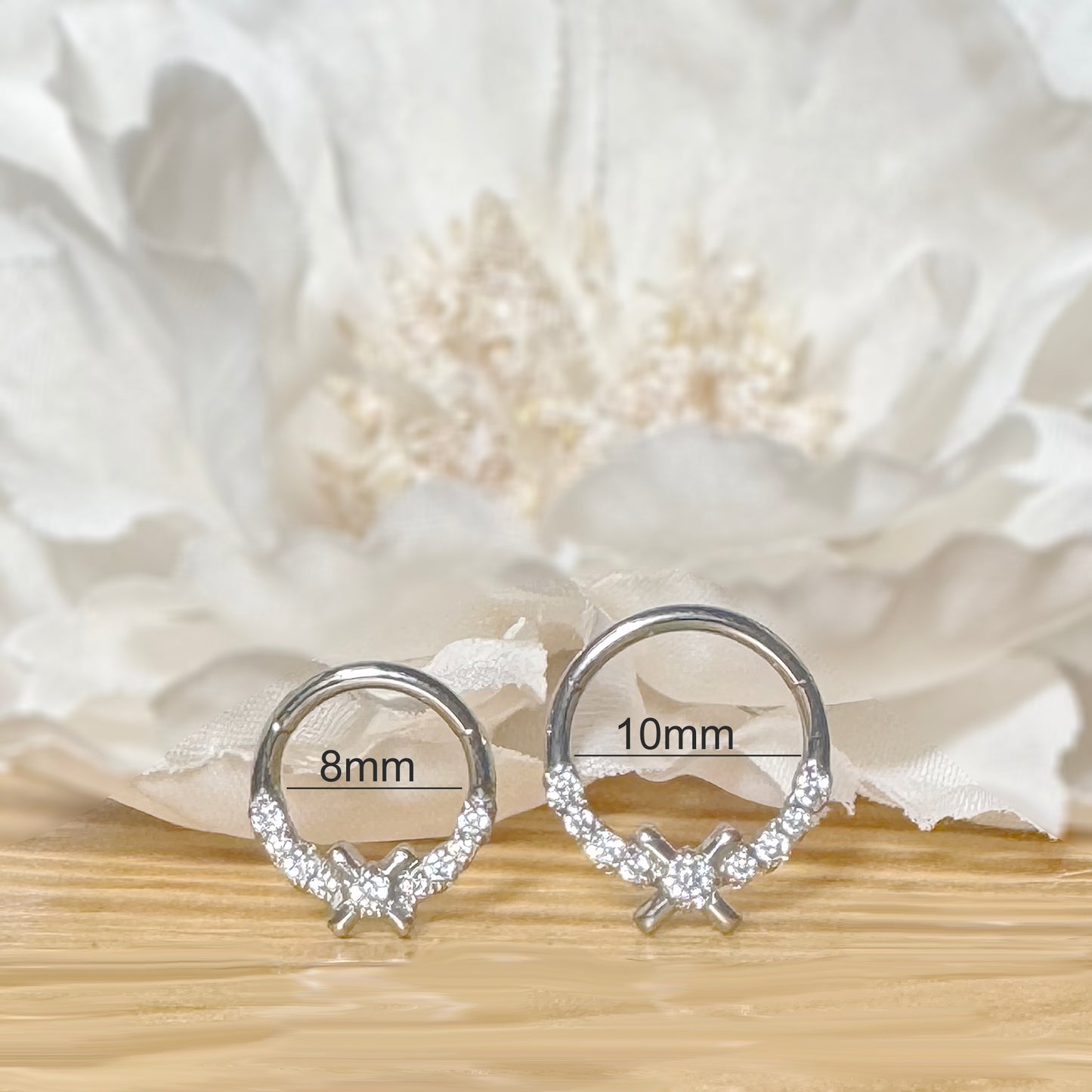 ✨ 16G 316L Surgical Steel X CZ Center Hinged Segment Hoop with Front CZ