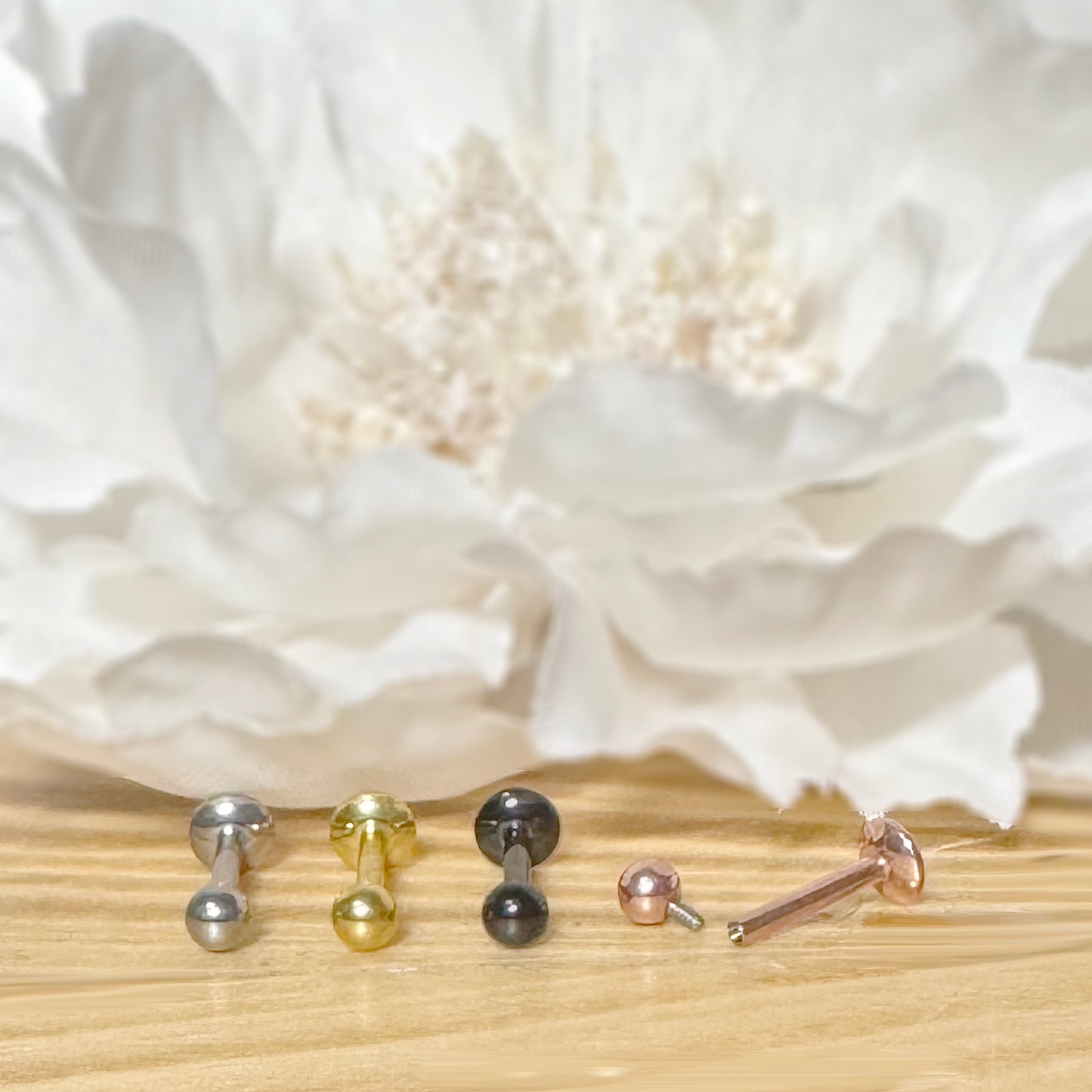 ✨ Titanium 16G Round Ball Top with Internally Threaded Labret Bar