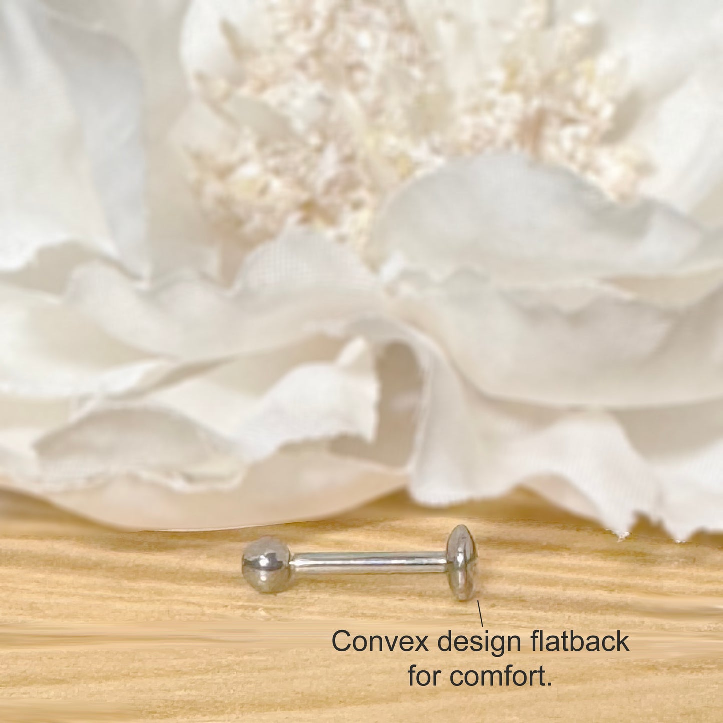 ✨ Titanium 16G Round Ball Top with Internally Threaded Labret Bar