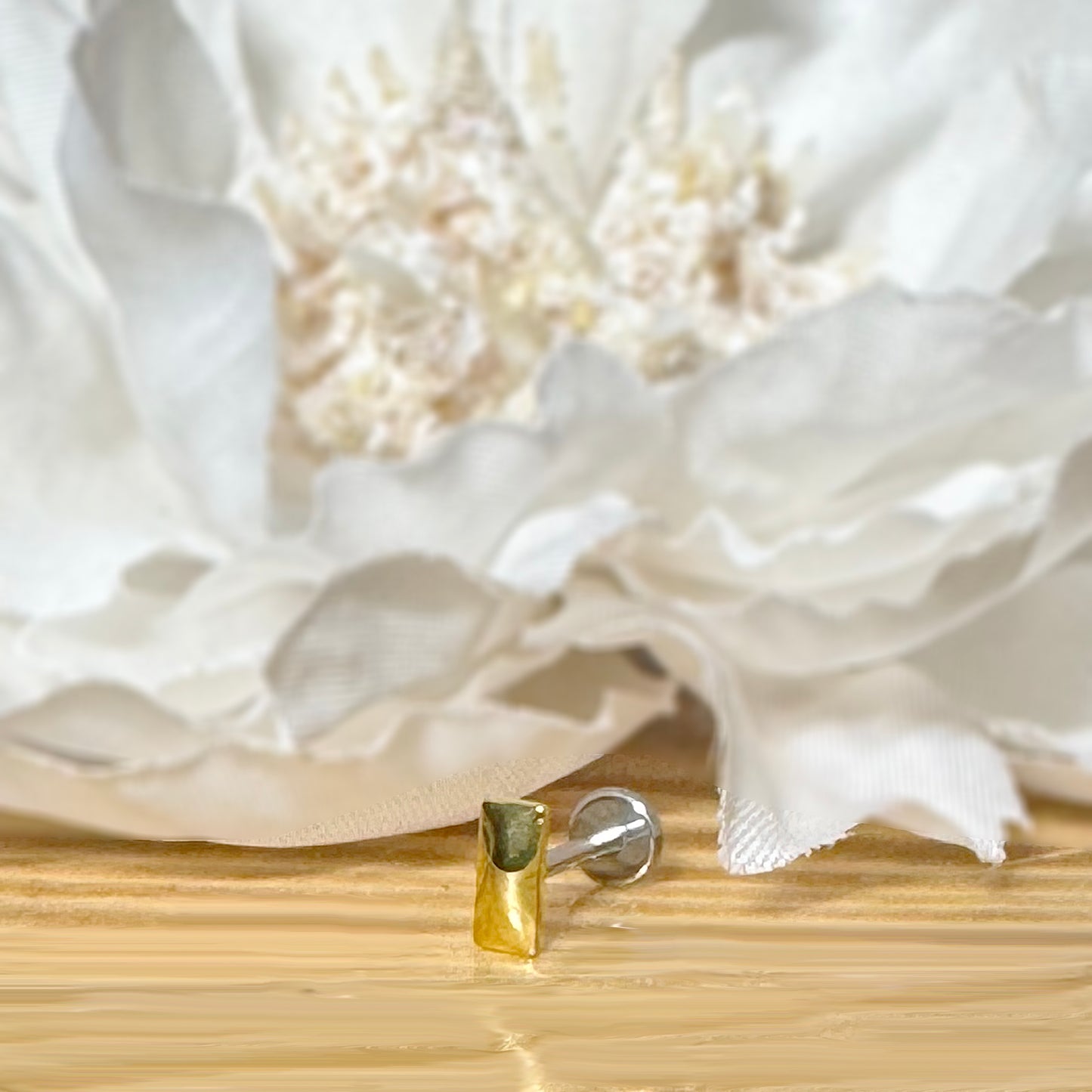 ✨ Titanium Threadless Push In Rounded Rectangle Top Labret Bar Stud