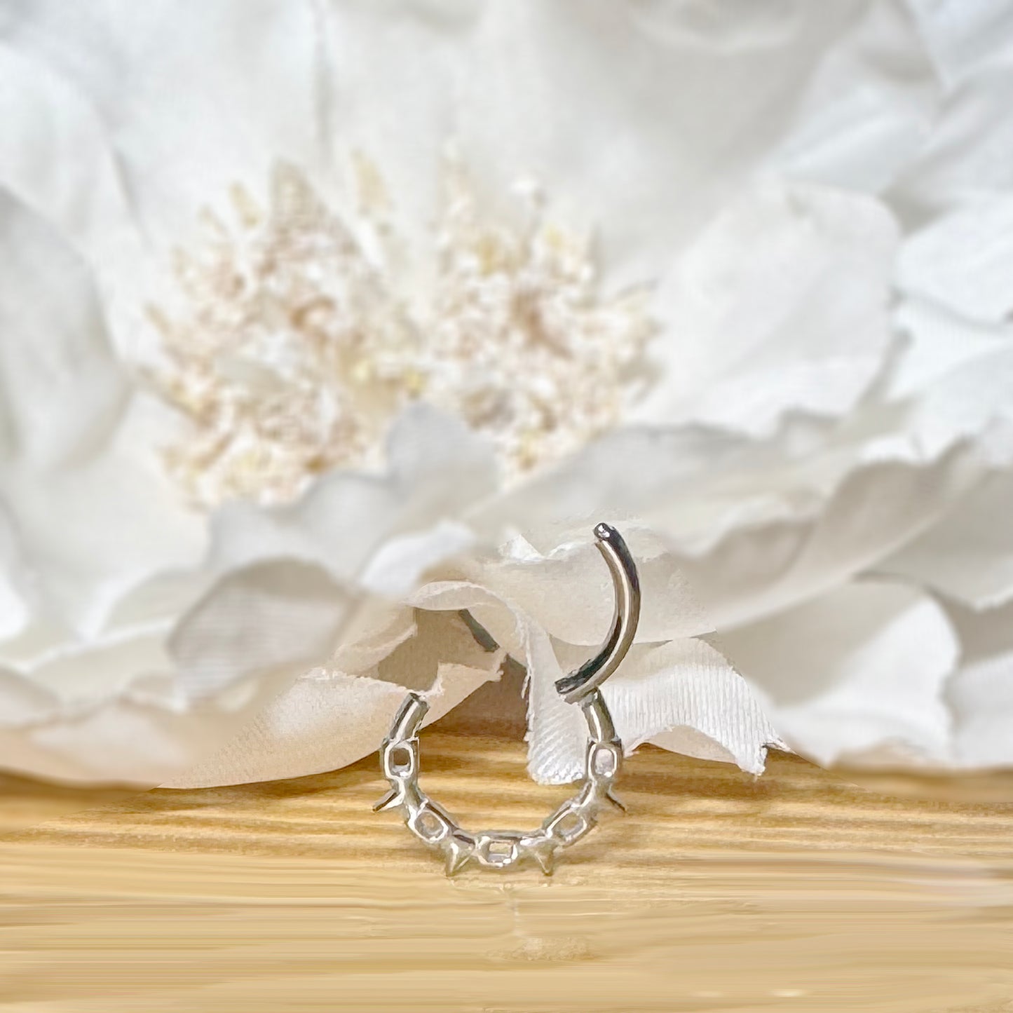 ✨ 316L Surgical Steel Chain Link with Spike Hinged Segment Hoop Clicker Ring 16G 8mm