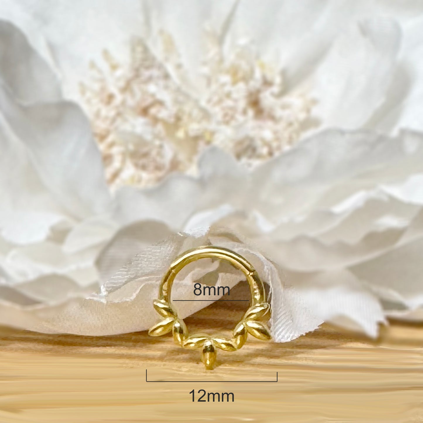 ✨ 316L Surgical Steel Leaf Vine Hinged Segment Hoop Clicker Ring 16G 8mm