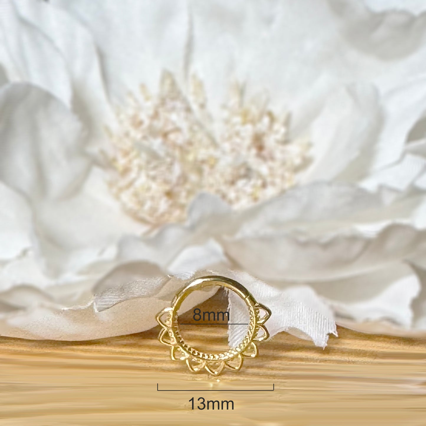 ✨ 316L Surgical Steel Heart Filigree Hinged Segment Hoop Clicker Ring 16G 8mm