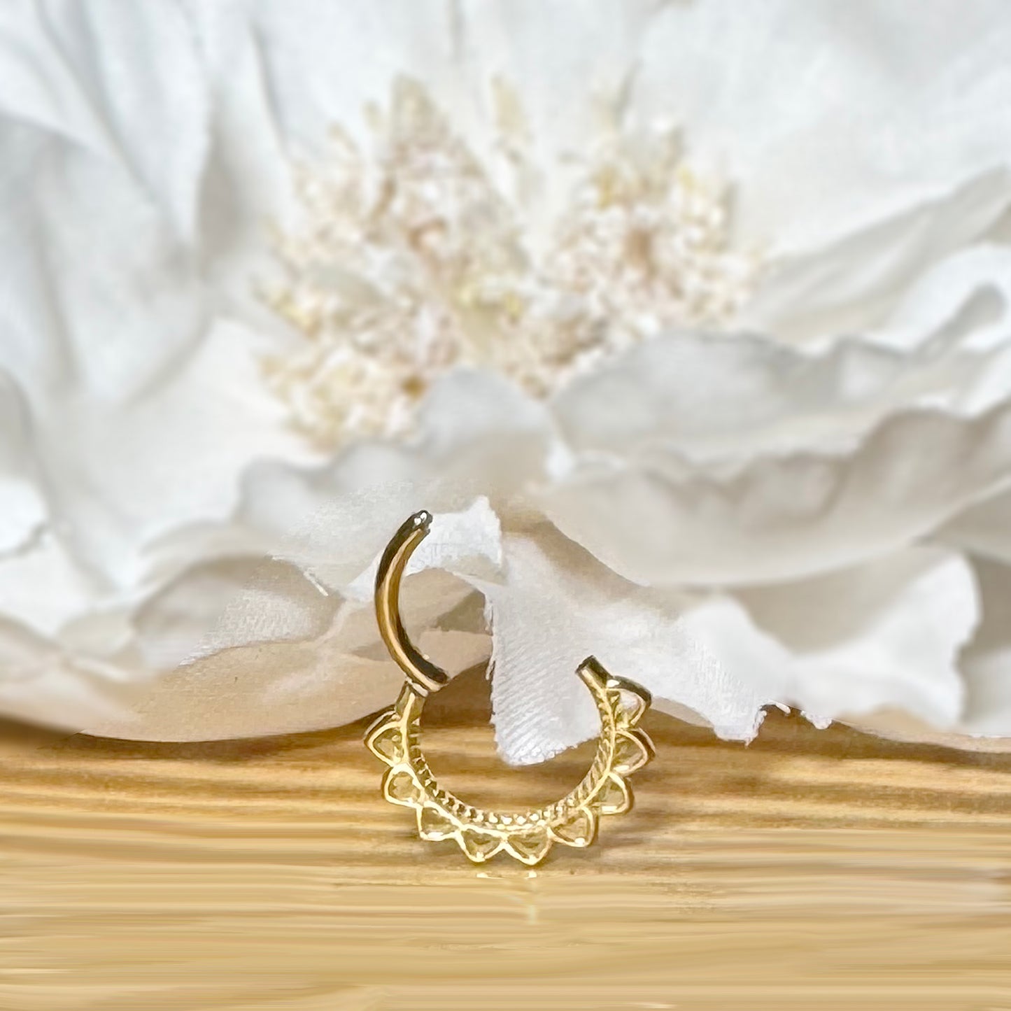 ✨ 316L Surgical Steel Heart Filigree Hinged Segment Hoop Clicker Ring 16G 8mm