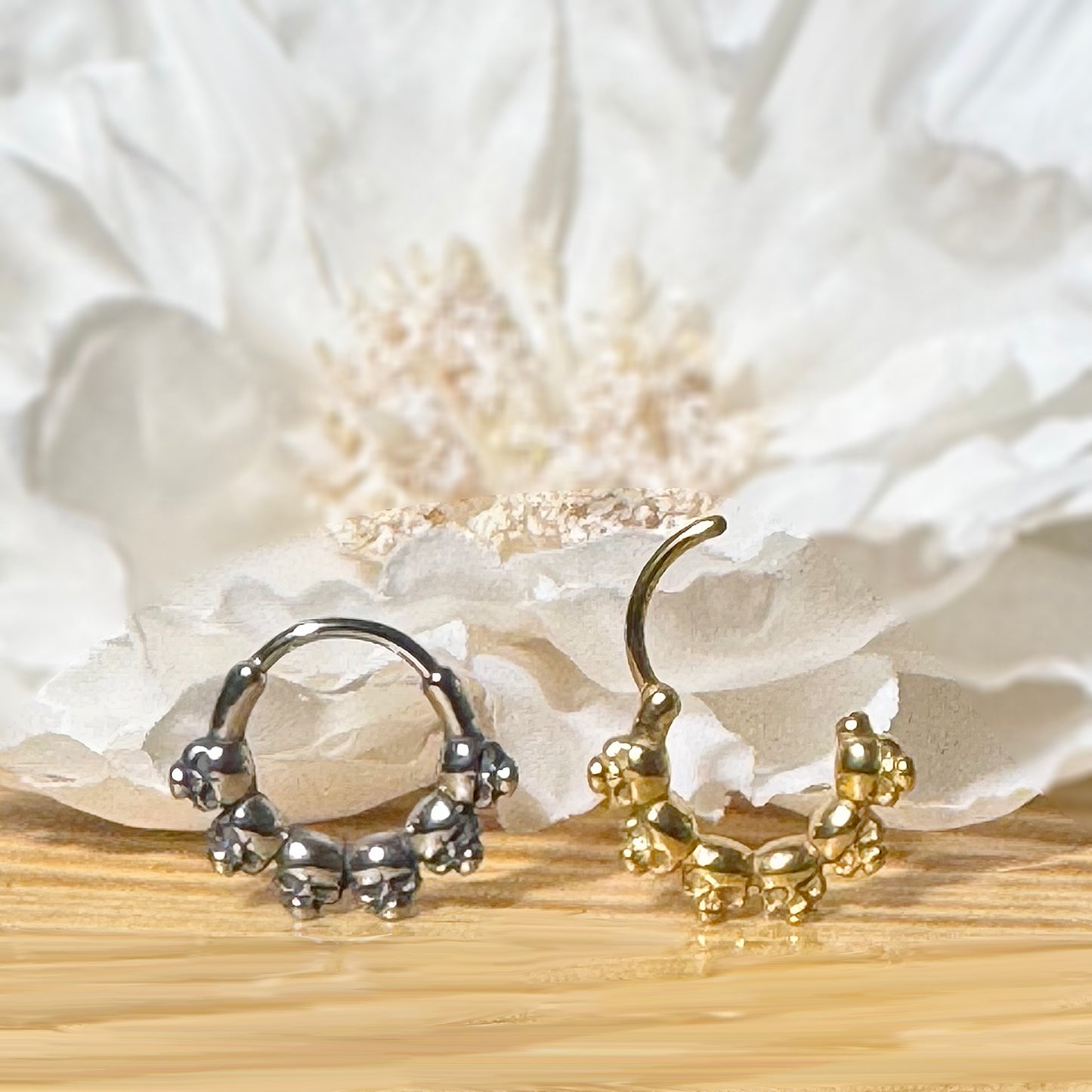 ✨ 316L Surgical Steel Skull Hinged Segment Hoop Clicker Ring 16G