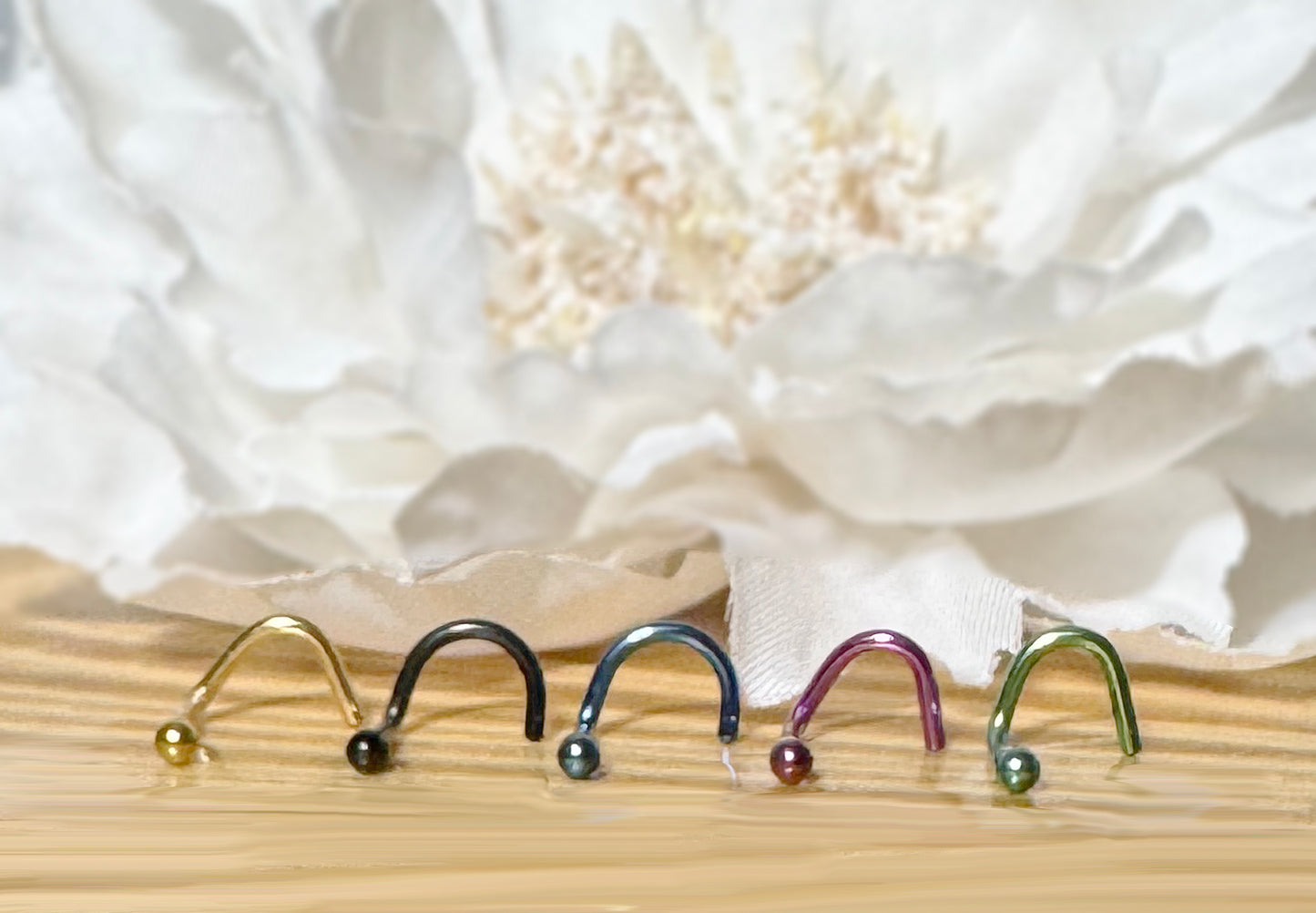 ✨ 20G 18G Titanium IP over 316L Surgical Steel Nose Screw Dome Top