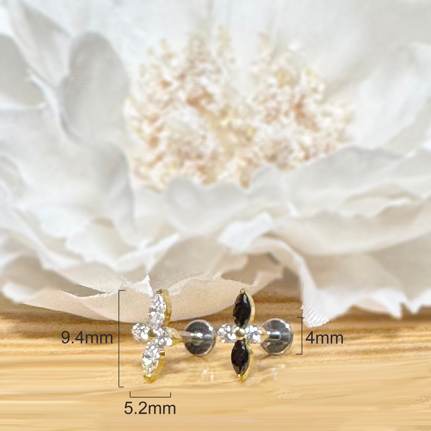 ✨ Titanium Threadless Push In Marquise and Round CZ Top Labret Bar Stud