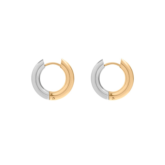 ✨ Mixed Color Silver and Gold 4mm Thick Hoop Earrings