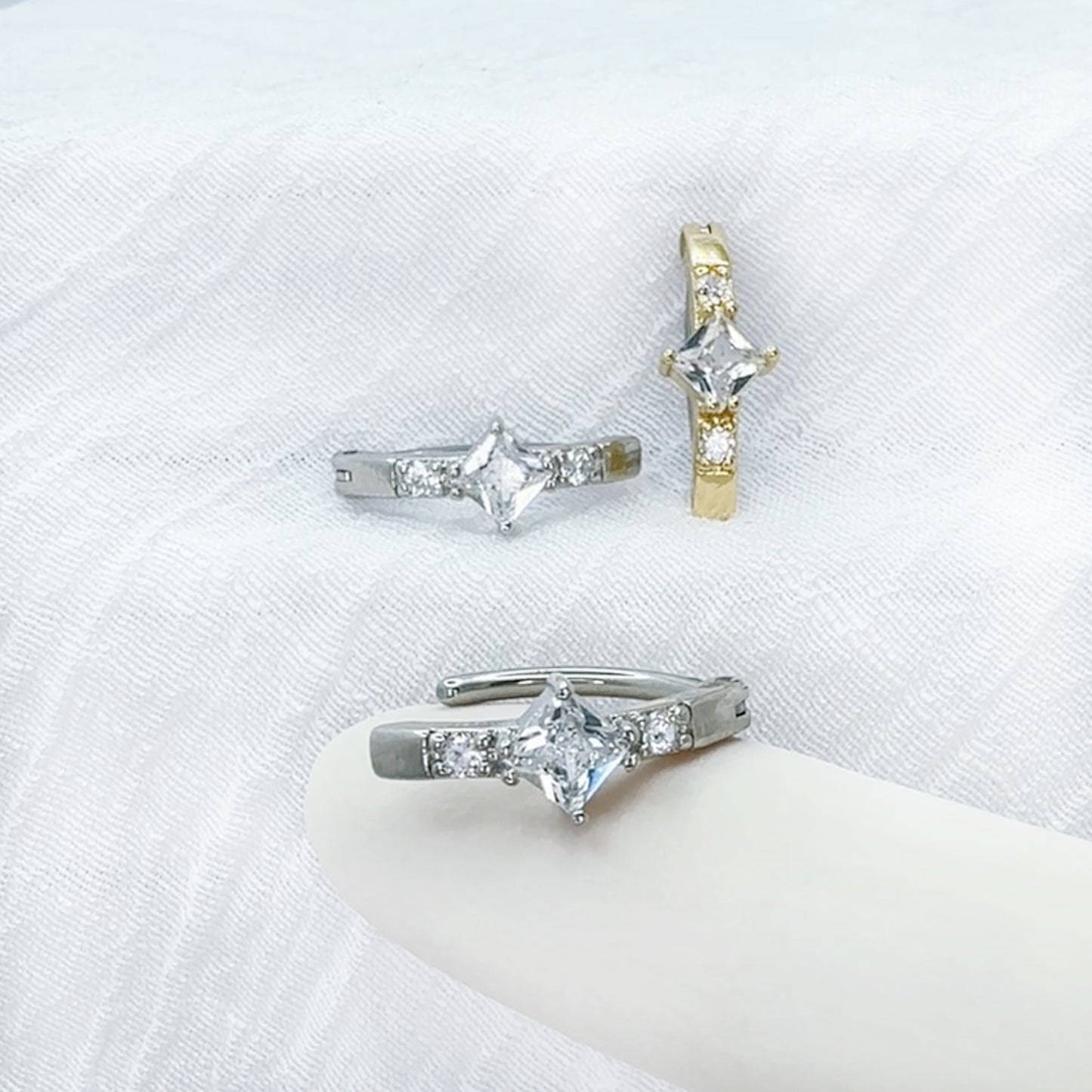 Princess CZ Hinged Belly Button Ring 14G