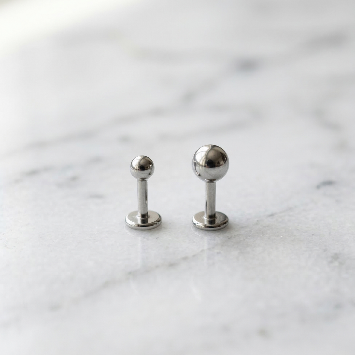 Titanium Ball Top Threaded Flat Back Stud 20G