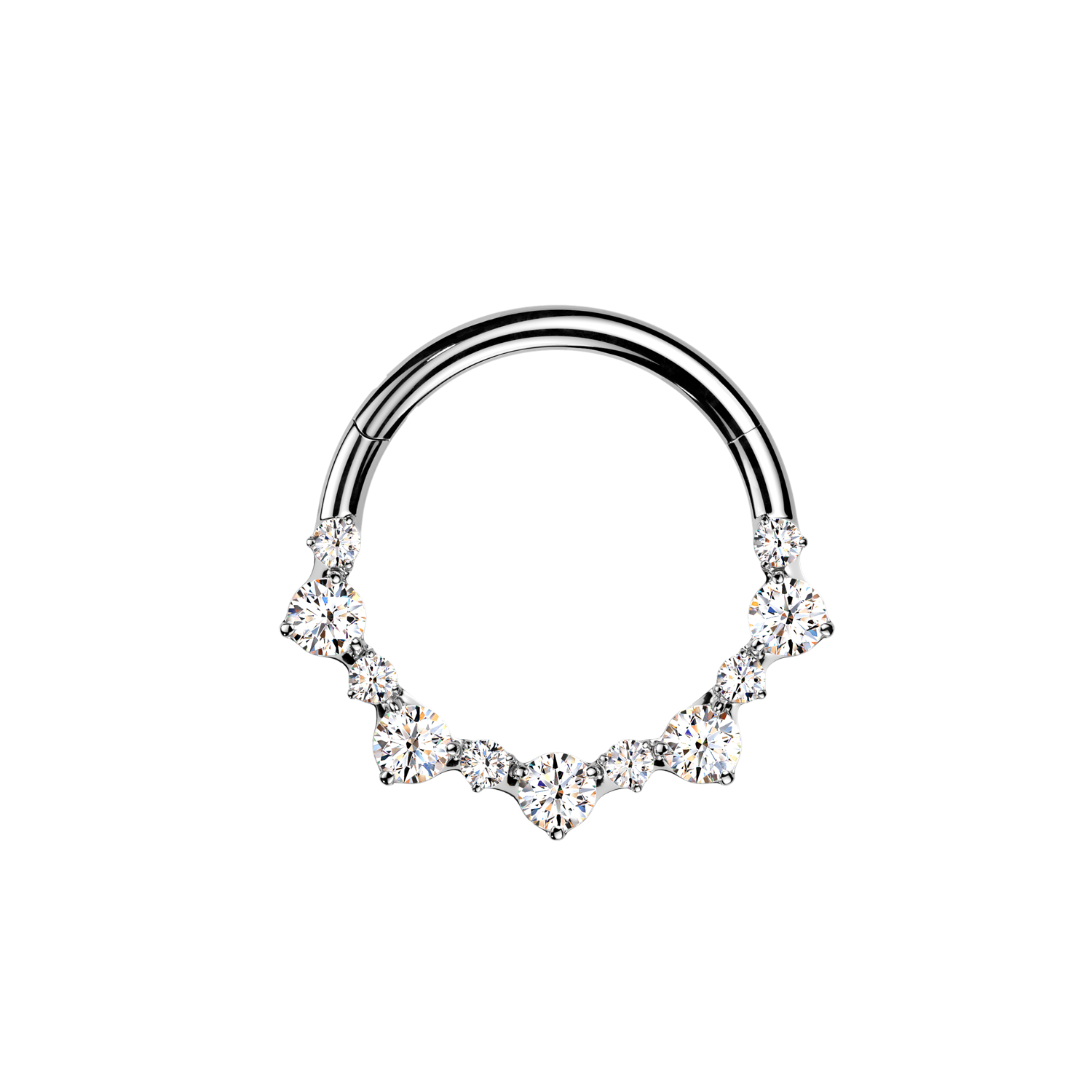 Titanium Hinged Segment Hoop Ring With CZ Cluster – Vital Piercing