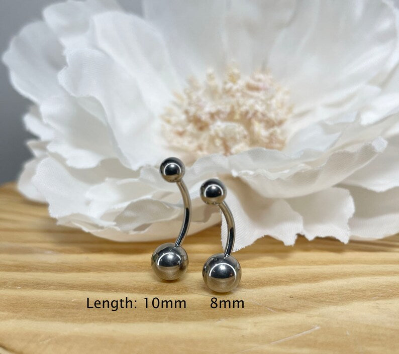 Titanium Curved Barbells with Plain Balls Belly Rings