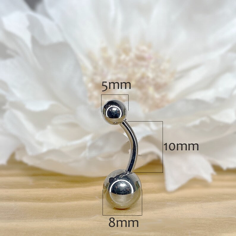 ✨ Titanium Curved Barbells with Plain Balls Belly Rings