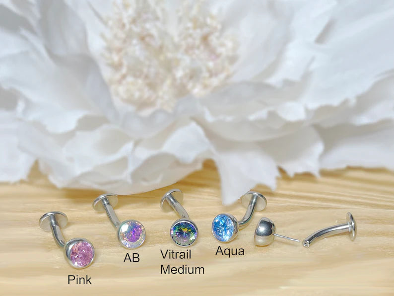 Titanium Threadless CZ Ball Belly Ring