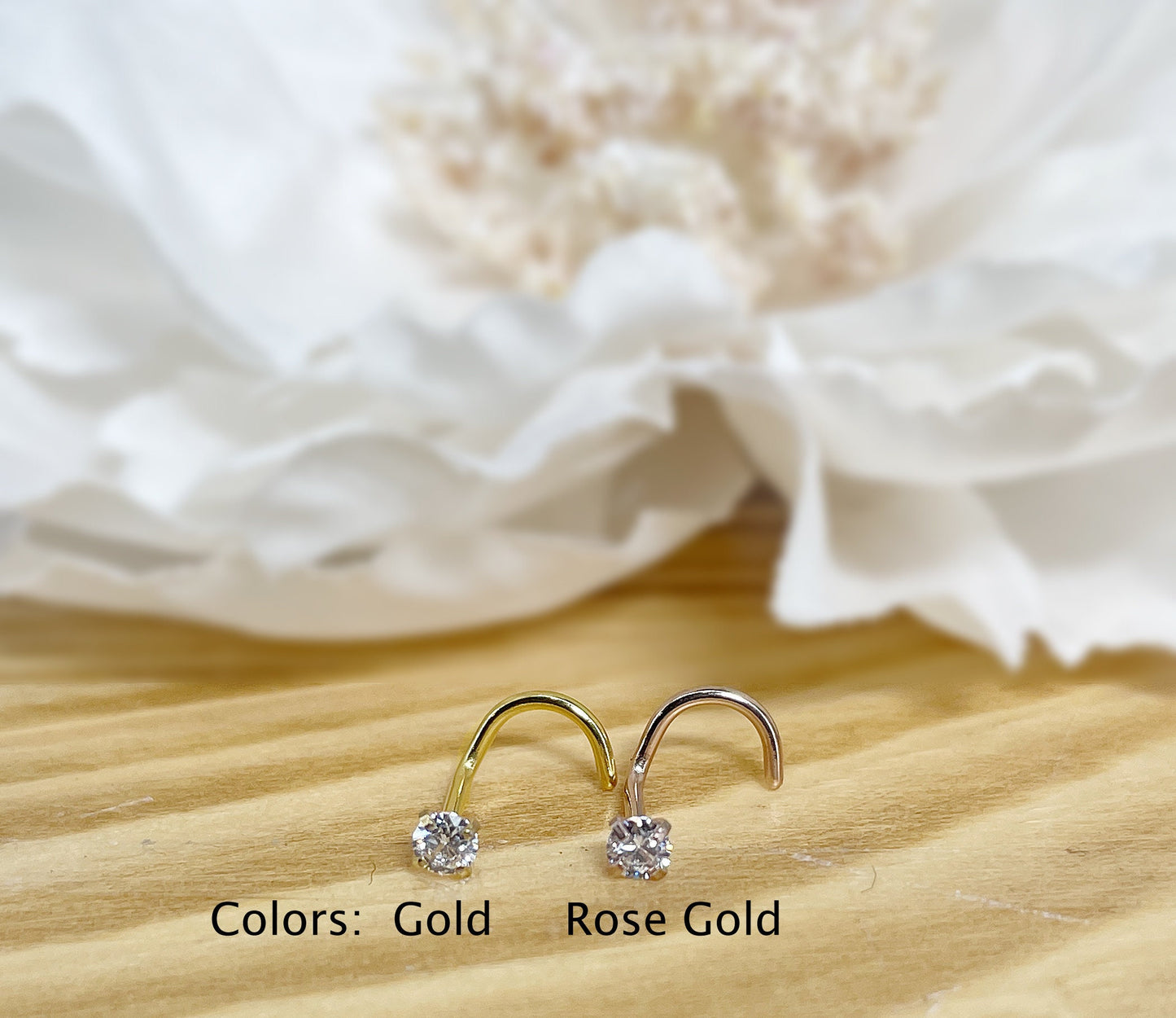 ✨ Round CZ Screw Nose Ring 20G