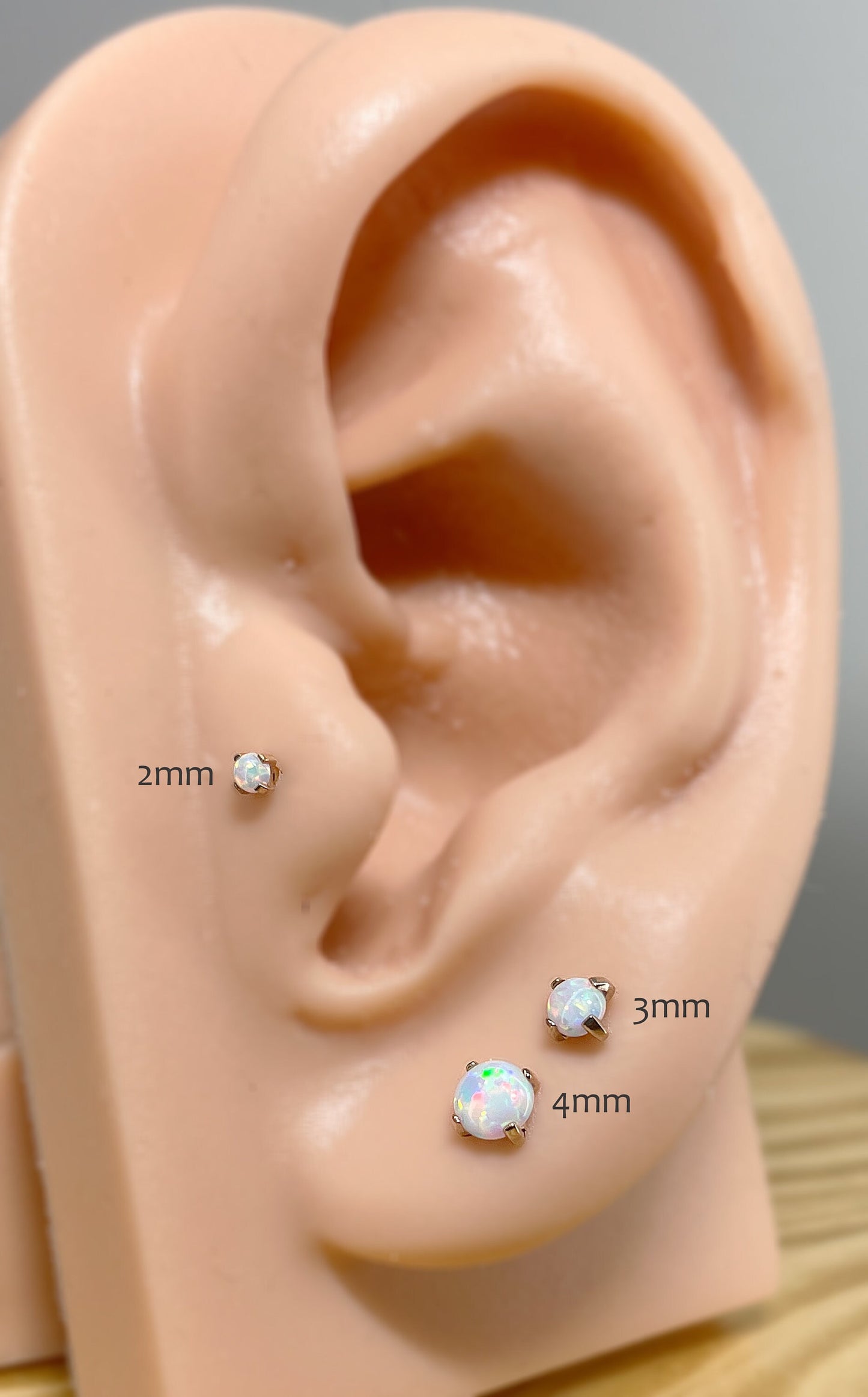 ✨ Rose Gold Titanium Internally Threaded White Opal Flat Back Labret 16G