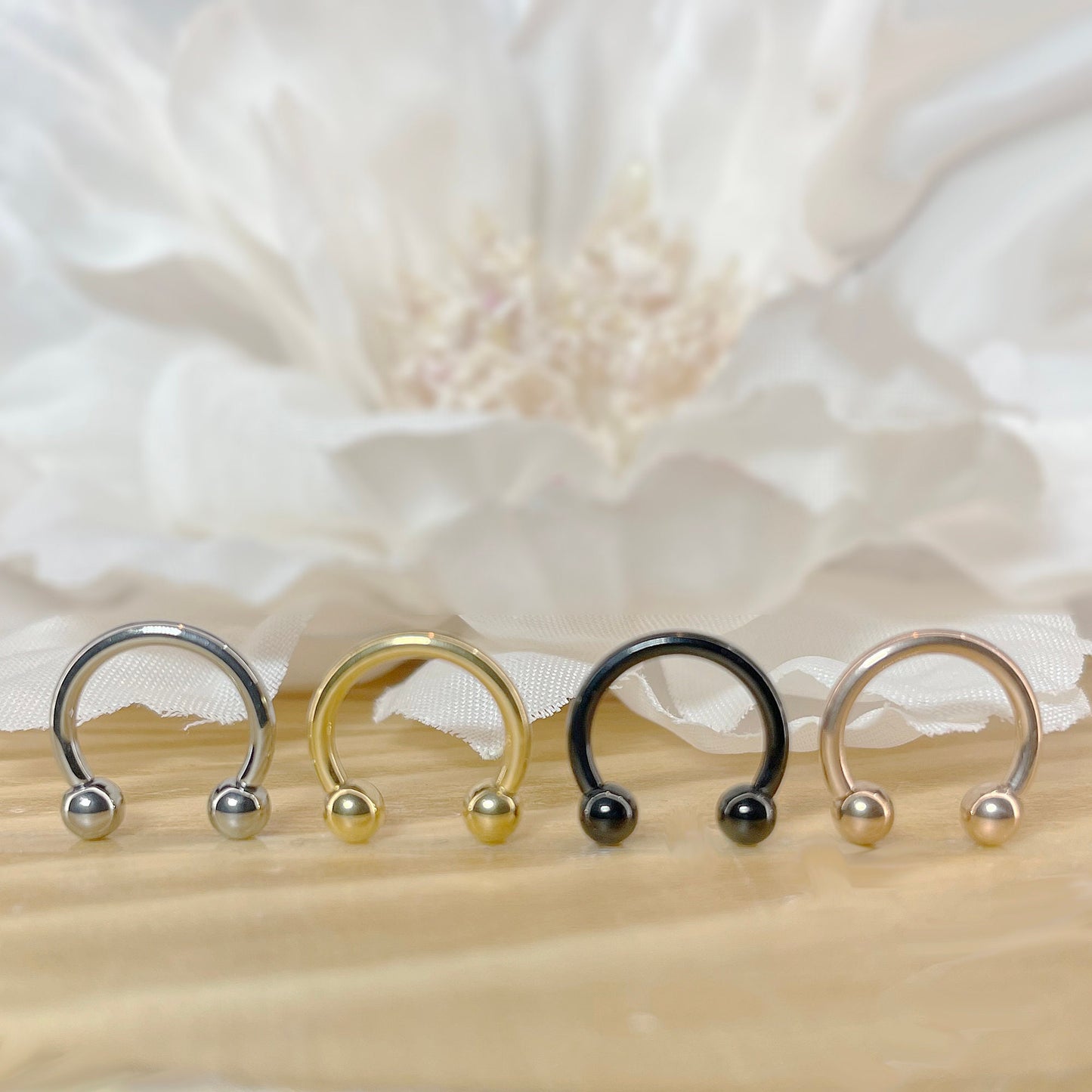 ✨ Titanium Horseshoe Circular Barbells 16G 8mm