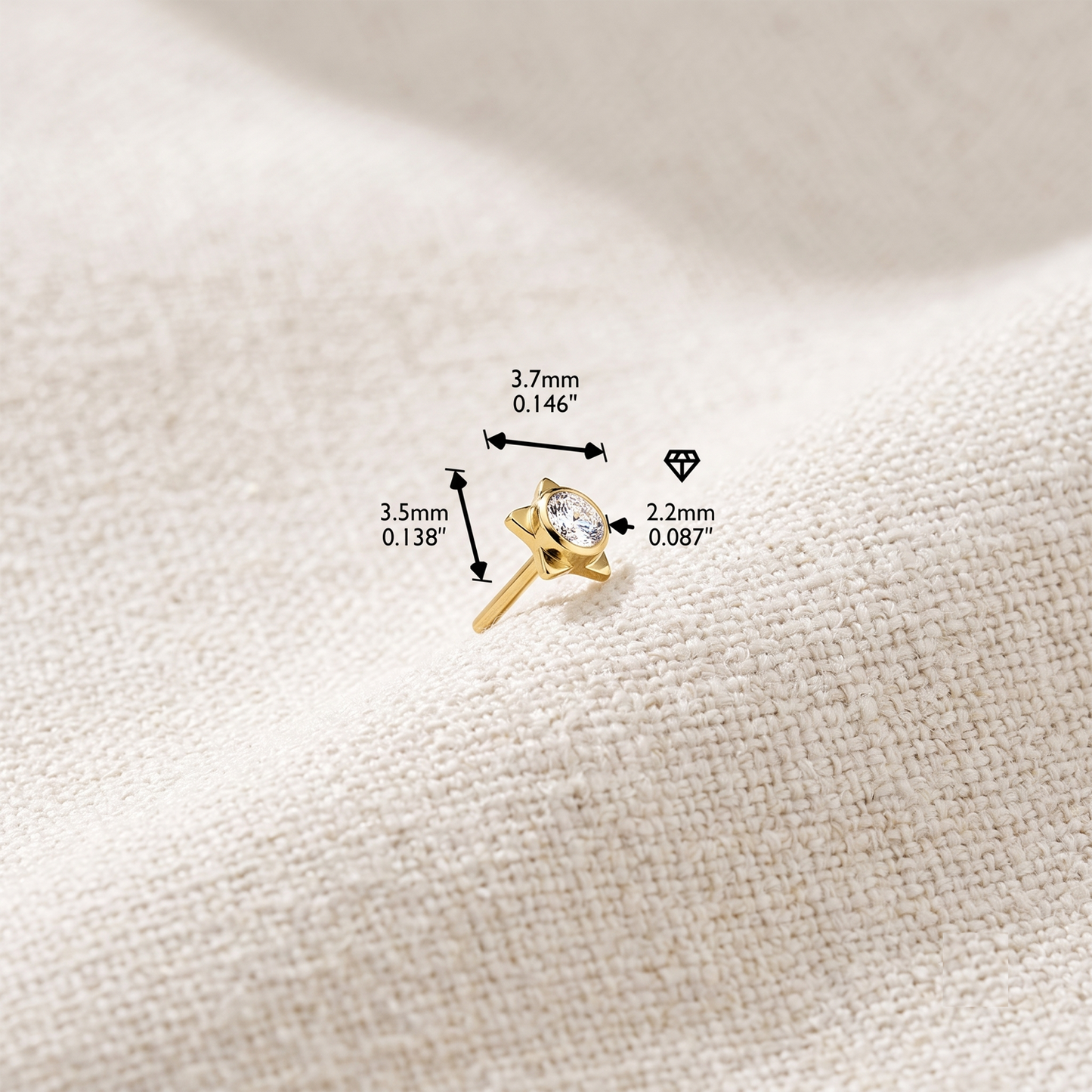 Titanium Star Bezel CZ Threadless Top