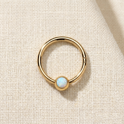 Surgical Steel Hinged Hoop with Opal Ball 16G 18G