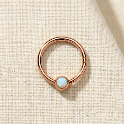 Surgical Steel Hinged Hoop with Opal Ball 16G 18G