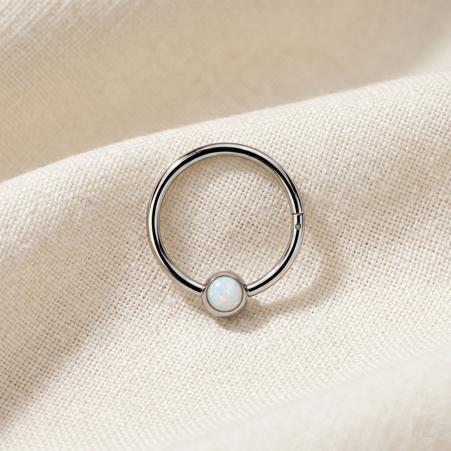 Surgical Steel Hinged Hoop with Opal Ball 16G 18G
