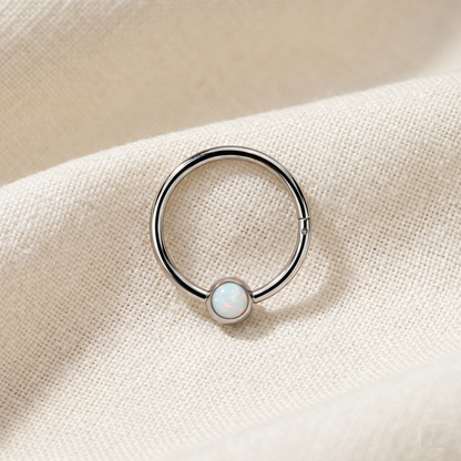 Surgical Steel Hinged Hoop with Opal Ball 16G 18G