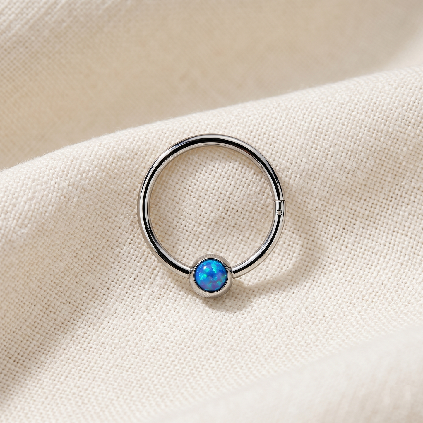 Surgical Steel Hinged Hoop with Opal Ball 16G 18G