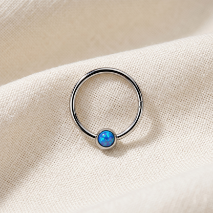 Surgical Steel Hinged Hoop with Opal Ball 16G 18G